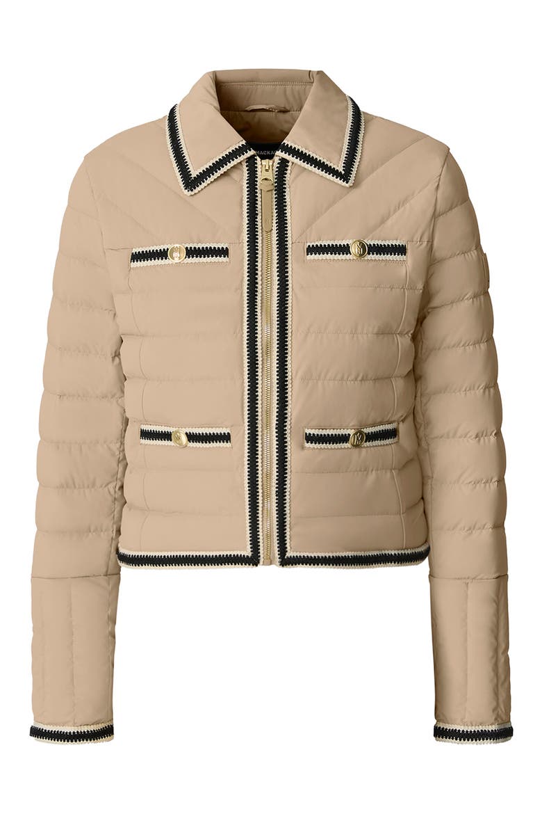 Petunia Water Repellent Braid Trim Down Puffer Jacket, Alternate, color, LIGHT CAMEL