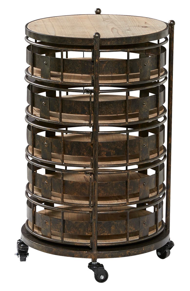 SONOMA SAGE HOME Brown Metal Farmhouse Storage Cart with Wheels, Alternate, color,