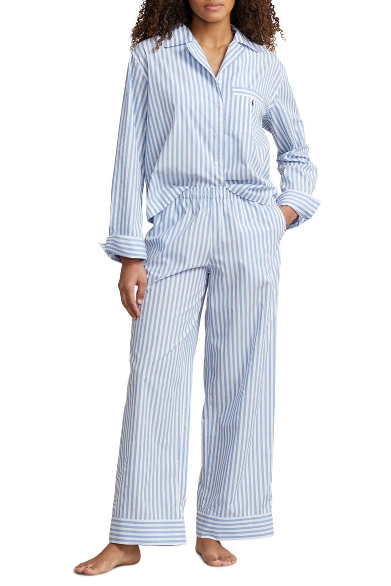 Cotton Poplin Pajamas, Main, color, WIDE STRIPES