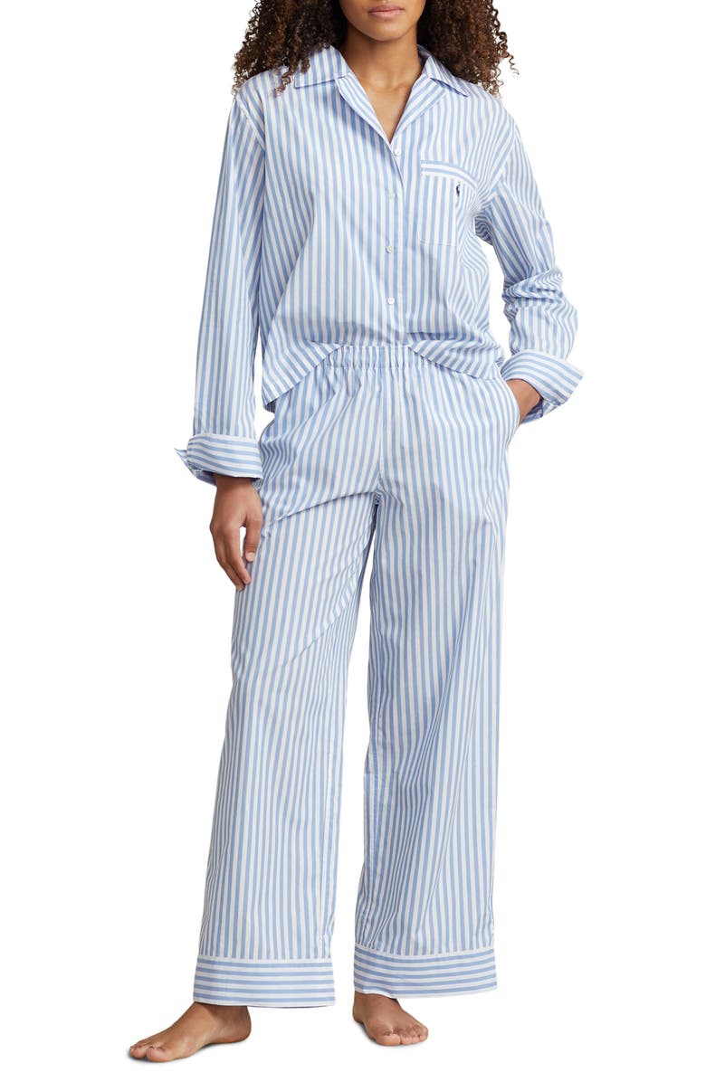Polo Ralph Lauren Cotton Poplin Pajamas, Main, color, Wide Stripes