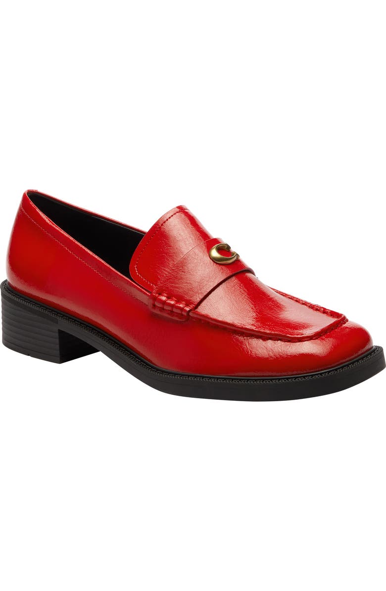 COACH Glazed Loafer, Main, color, Bright Red