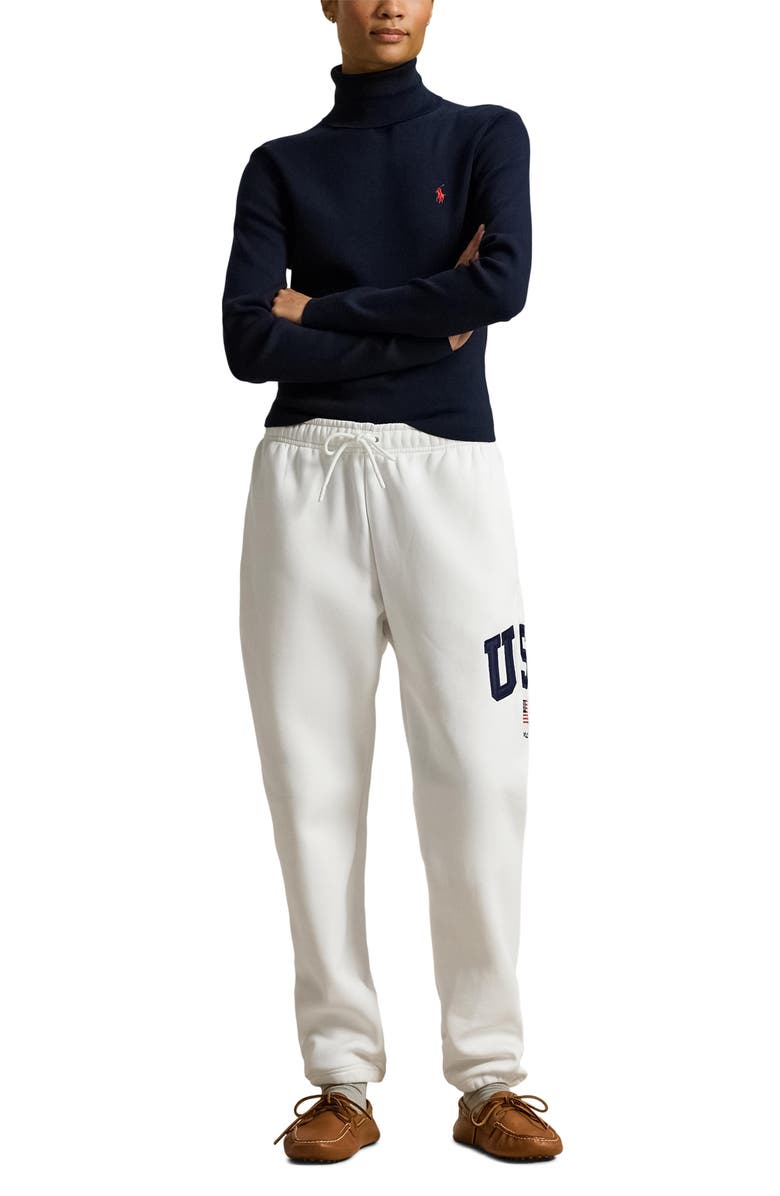 Polo Ralph Lauren Flag Fleece Sweatpants, Alternate, color, White