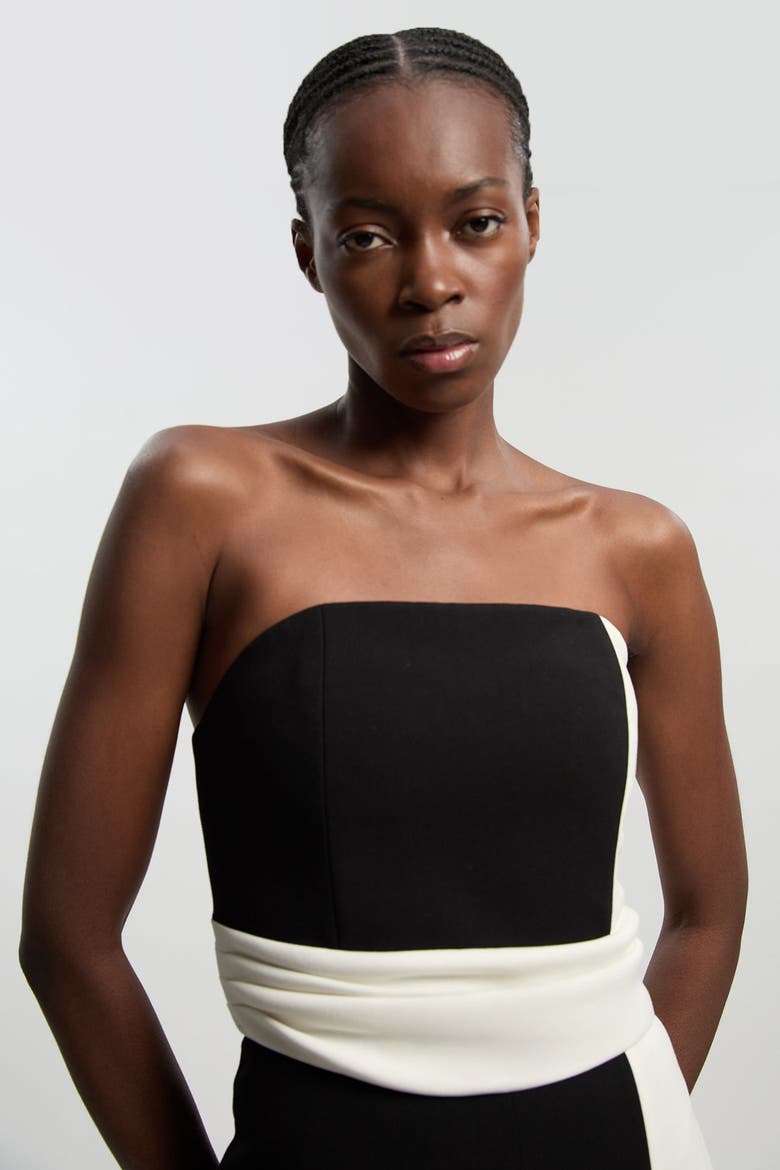 Soft Tailored Bandeau Jumpsuit, Alternate, color, Mono