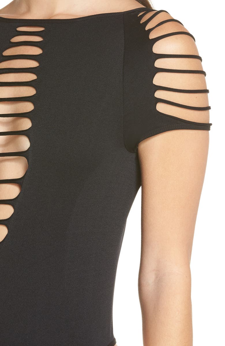 Hauty Strappy Thong Bodysuit, Alternate, color,