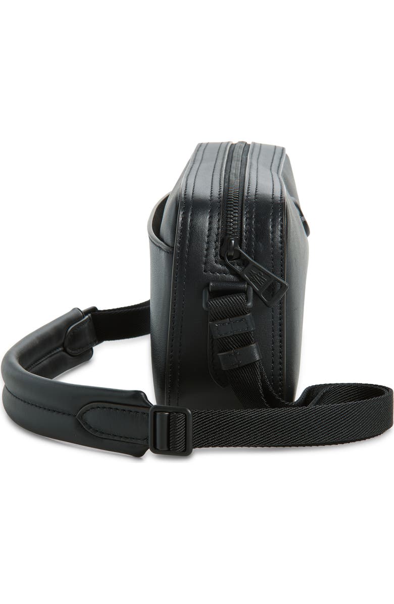 Moncler Carlo Leather Crossbody Bag, Alternate, color, Black