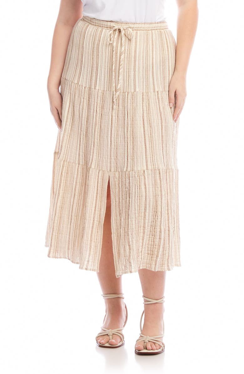 Karen Kane Stripe Textured Midi Skirt, Main, color, Stripe