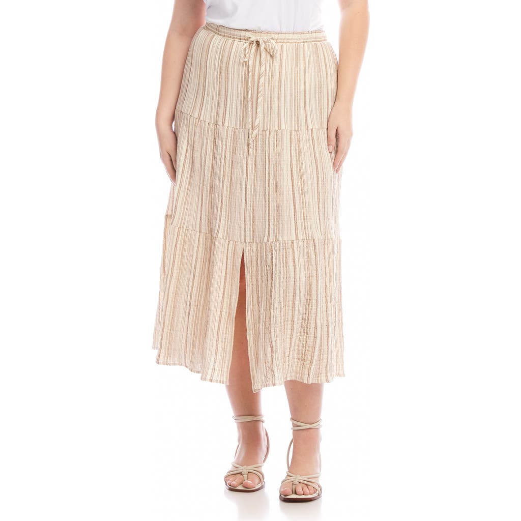Shop Karen Kane Stripe Textured Midi Skirt