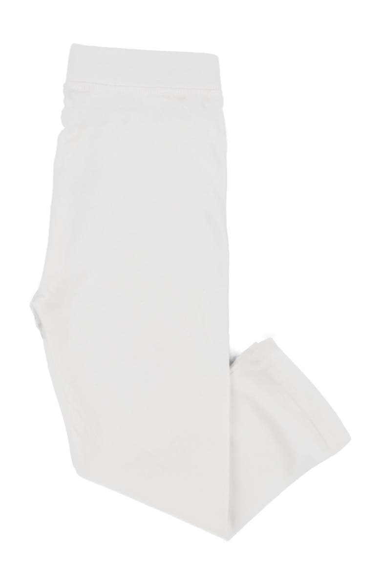 Leveret Girls Cotton Leggings, Solid Colors, Alternate, color, Off White