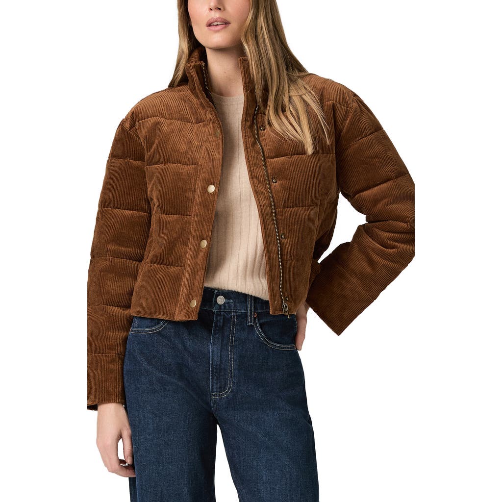 Paige Astor Stretch Cotton Corduroy Puffer Jacket In Brown