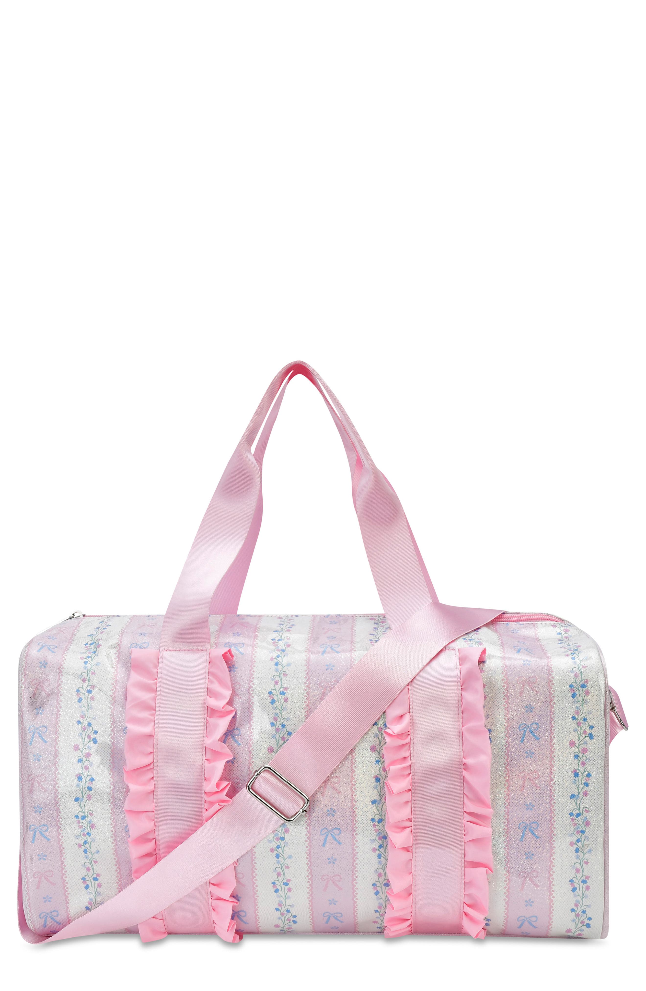 Iscream Kids' Floral Stripes Duffle Bag, Main, color, Pink Multi