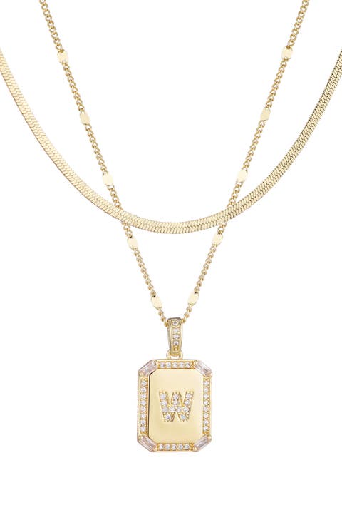Initial Tag Pendant Necklace