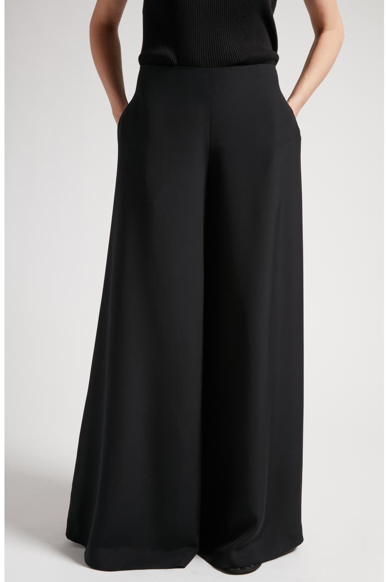 Dela Wool Twill Wide Leg Pants, Main, color, BLACK