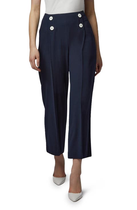 Parker Button Detail Crop Straight Leg Trousers