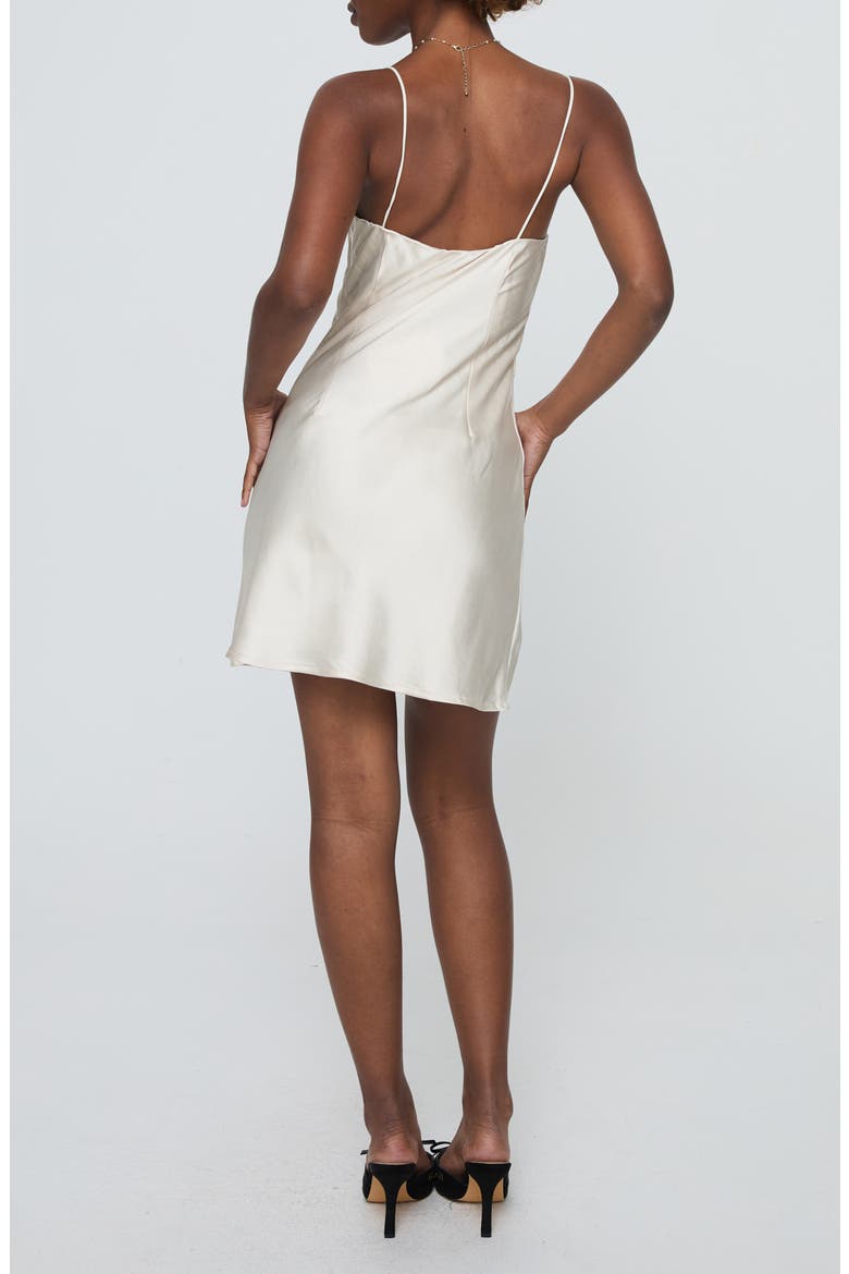 Marilyn Front Twist Satin Mini Slipdress, Alternate, color, CHAMPAGNE