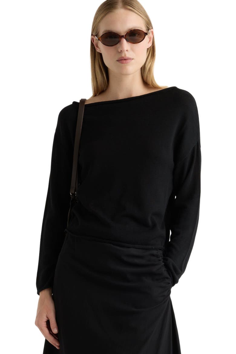 Hachi Tencel Wool Off Shoulder Sweater, Alternate, color, Black