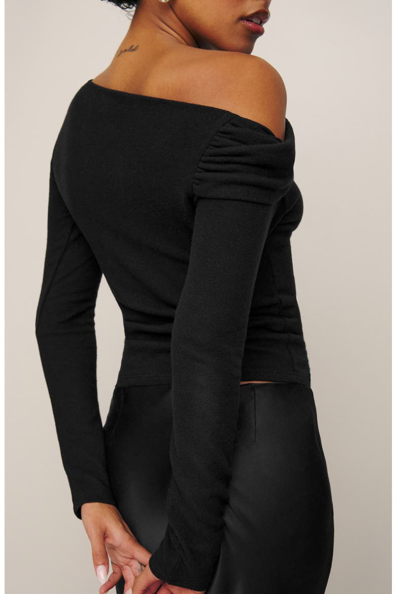 One-Shoulder Knit Top, Alternate, color, BLACK