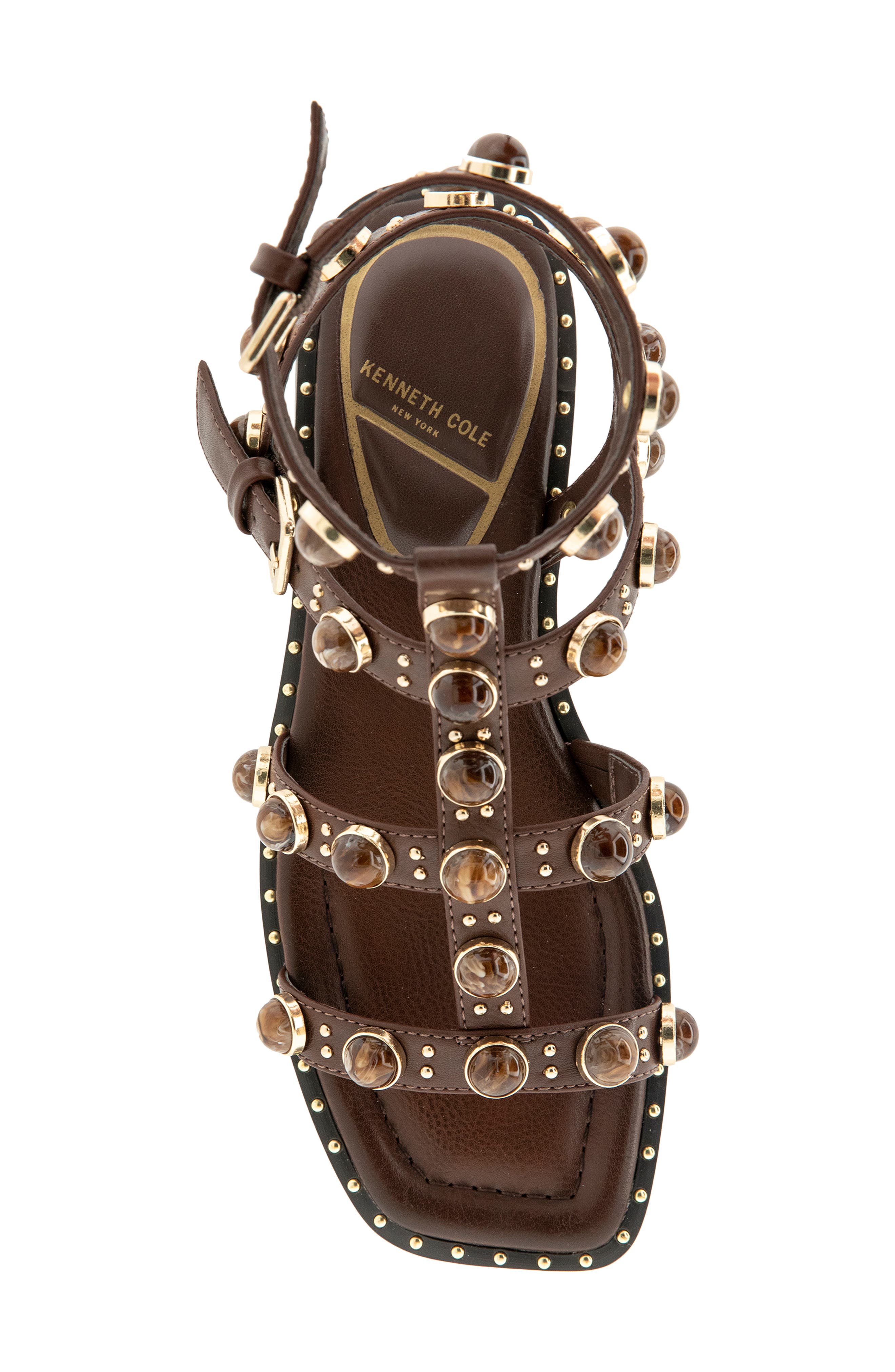 Ruby Stones Ankle Strap Sandal, Alternate, color, DARK BROWN