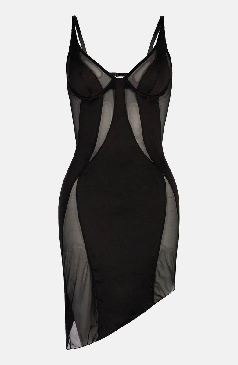 OW Collection SWIRL Mini Dress, Alternate, color, Black