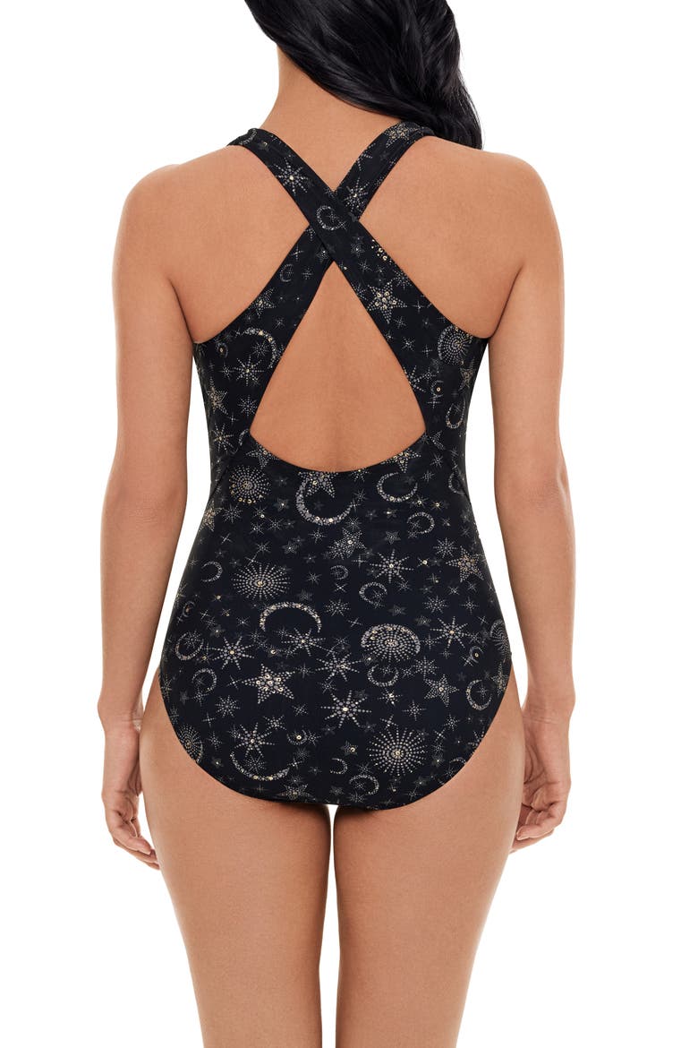 Lucky Stars Halle One-Piece Swimsuit, Alternate, color, BLACK/ GOLD