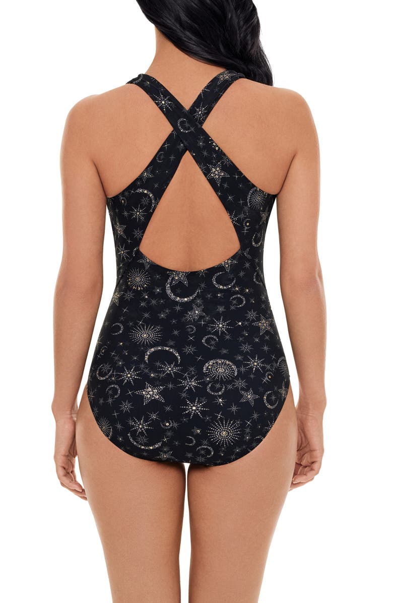 Magicsuit<sup>®</sup> Lucky Stars Halle One-Piece Swimsuit, Alternate, color, Black/ Gold
