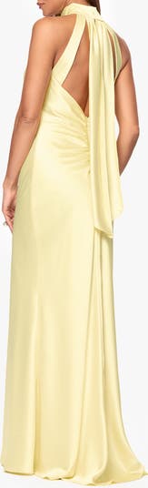 Halter Neck Satin Sheath Gown