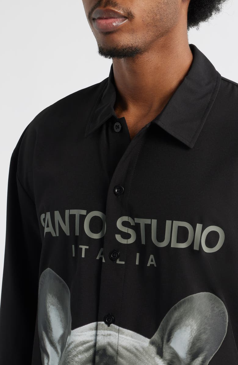 SANTO STUDIO My Dawg Button-Up Long Sleeve Shirt, Alternate, color, Black