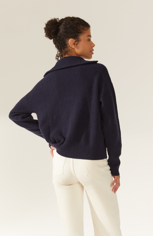 Italic Sophia Chunky Cashmere Quarter Zip Pullover In Navy