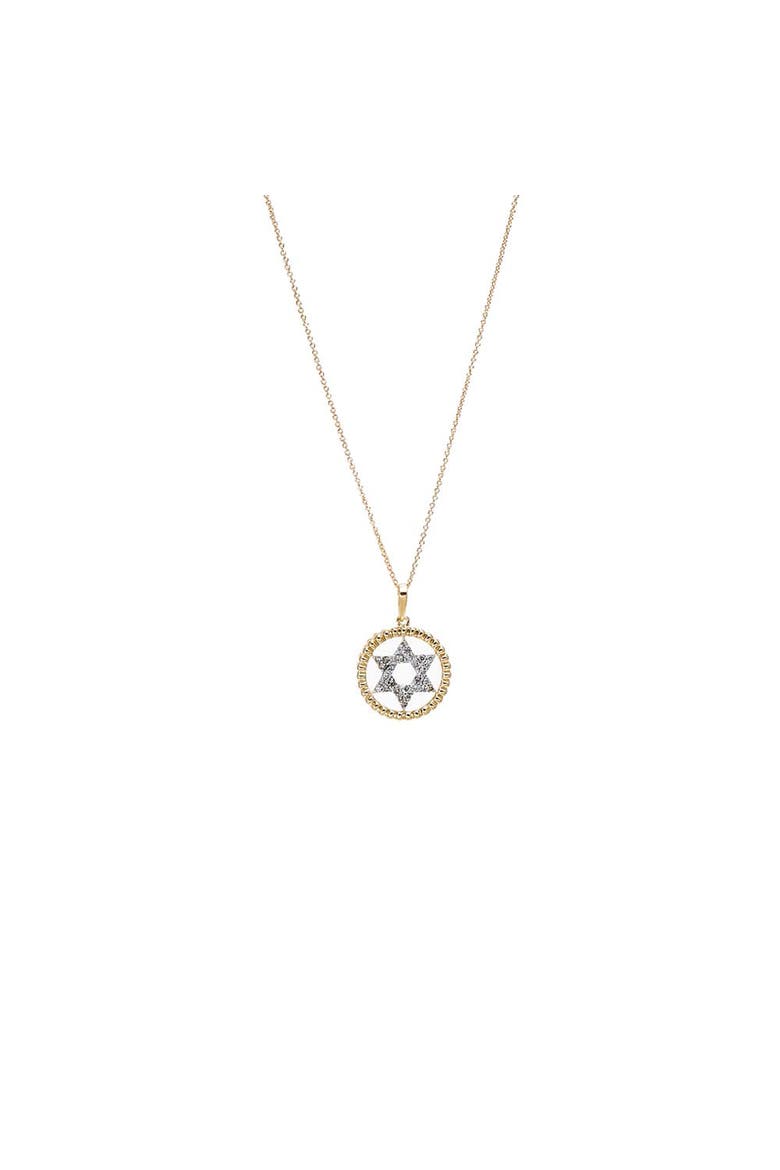 Diamond Star of David Medallion Charm Necklace 14K, Main, color, 14K Gold
