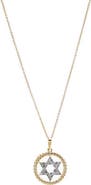 BY ADINA EDEN Diamond Star of David Medallion Charm Necklace 14K