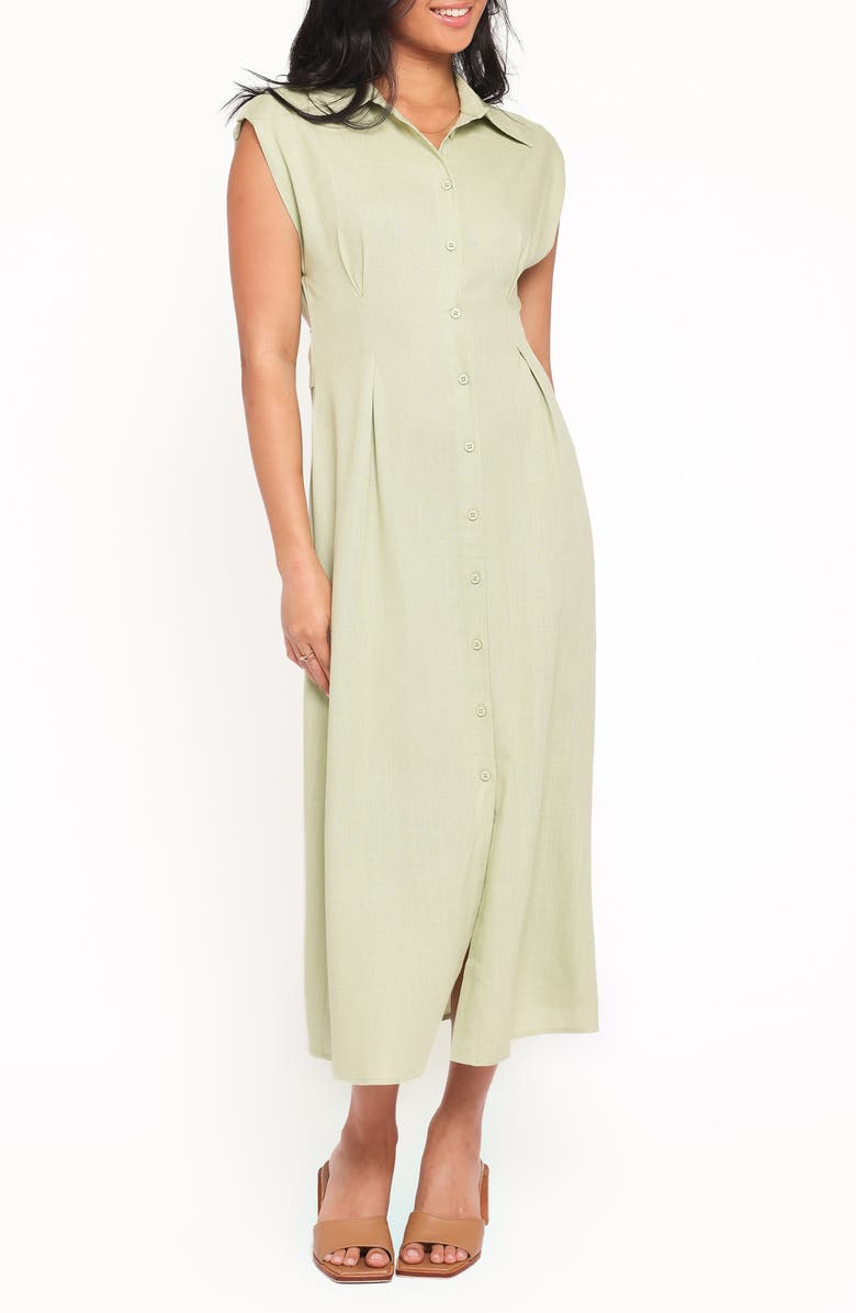Petal & Pup Cami Cap Sleeve Midi Shirtdress, Main, color, Green