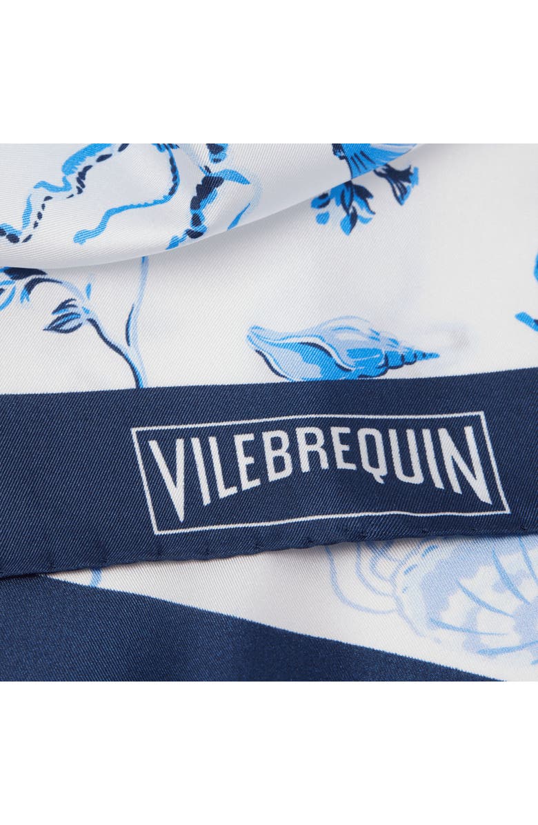 Vilebrequin Silk Scarf Medusa and Shells, Alternate, color, White