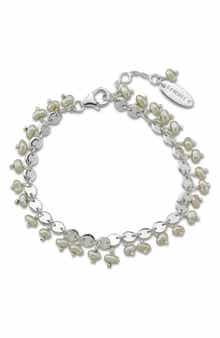 SAMUEL B. Sterling Silver Imitation Pearl Charm Bracelet
