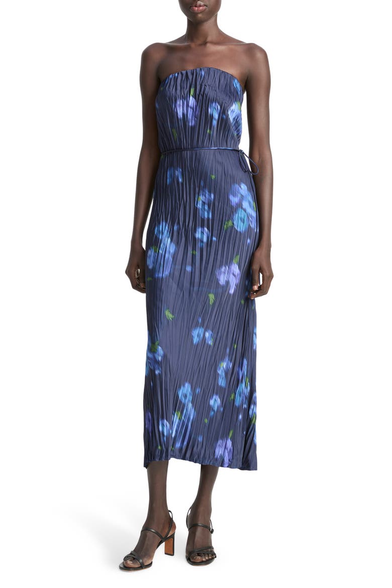 Poppy Blur Crushed Column Gown, Main, color, MIDNIGHT