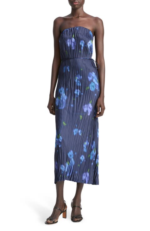 Poppy Blur Crushed Column Gown