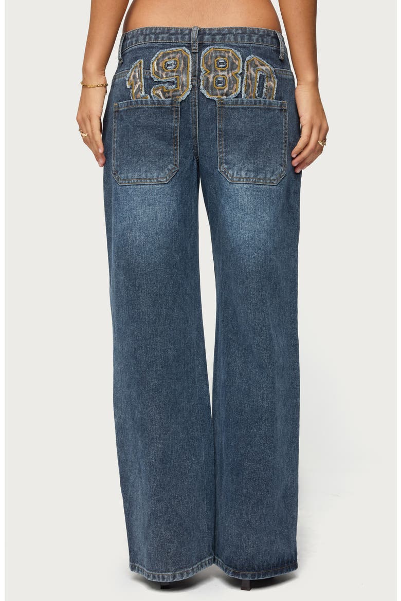 1980 Leopard Patch Low Rise Jeans, Alternate, color, BLUE