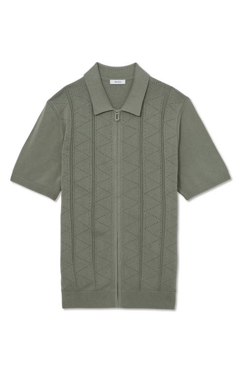 Reiss Mens Tay Pointelle-knit Modal And Cotton-blend Shirt Sage In Gray