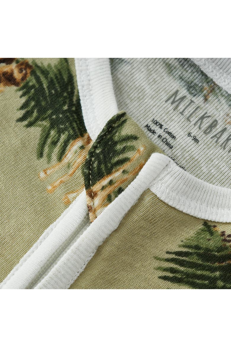 Organic Cotton Zipper Footed Romper, Alternate, color, Forest Party