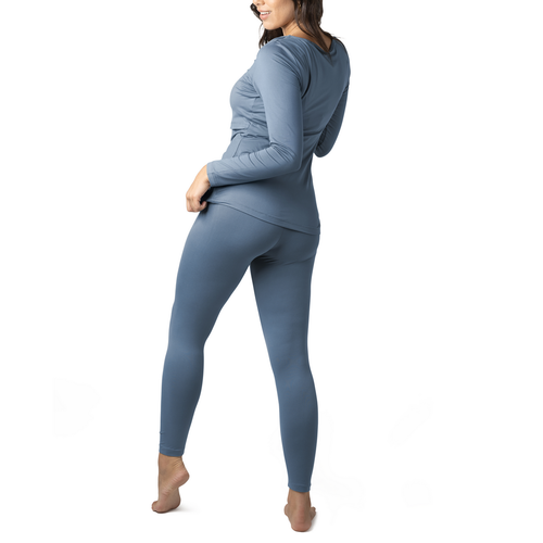 Kindred Bravely Jane Long Sleeve Nursing Pajama Set In Slate Blue In Blue