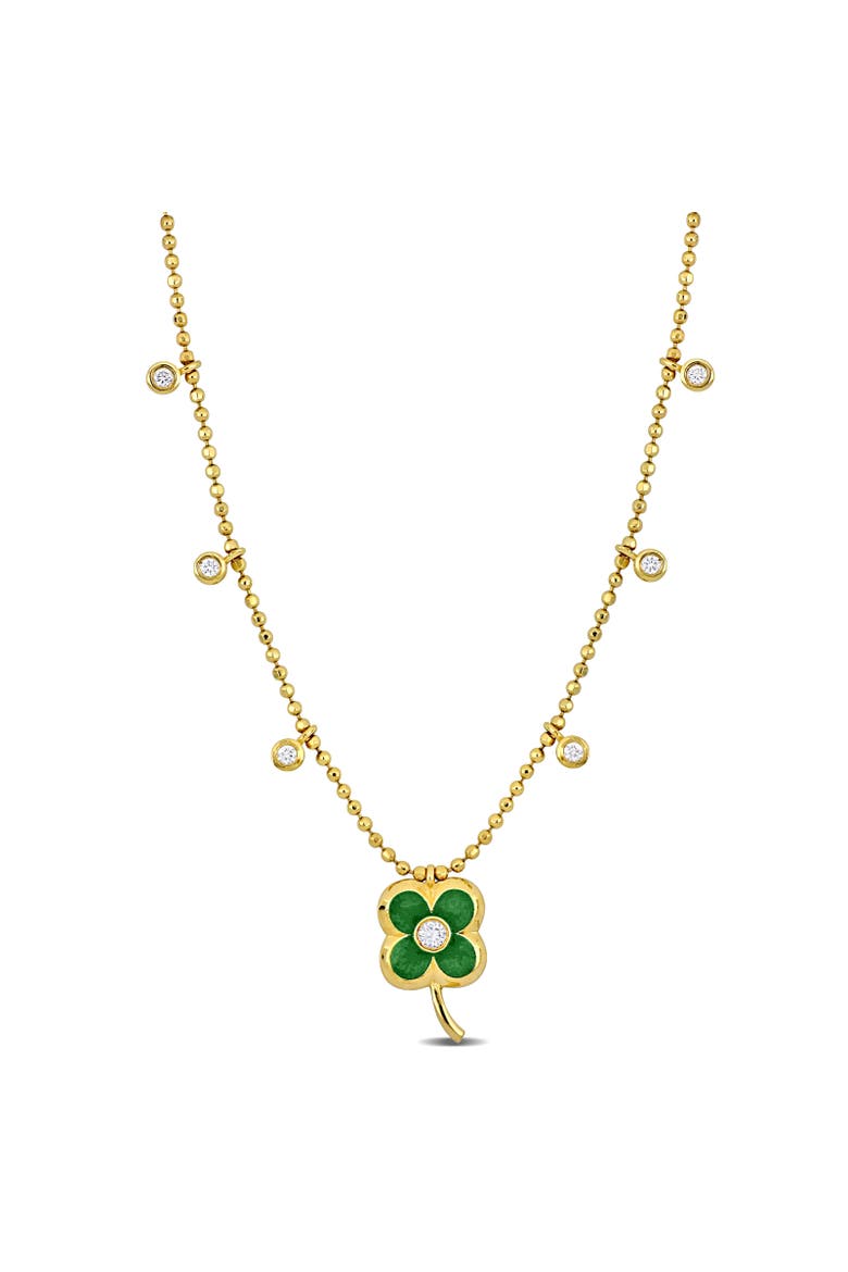 Diamond Symbol Station Necklace 14k Gold, Main, color, Clover