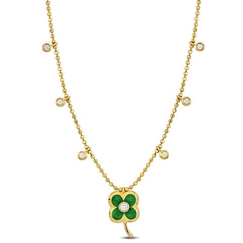 Diamond Symbol Station Necklace 14k Gold