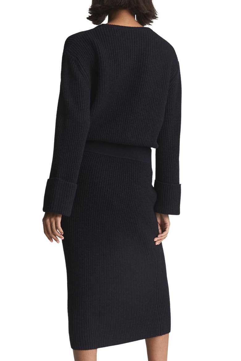 Jodie Long Sleeve Wool & Cashmere Blend Sweater Dress, Alternate, color, NAVY