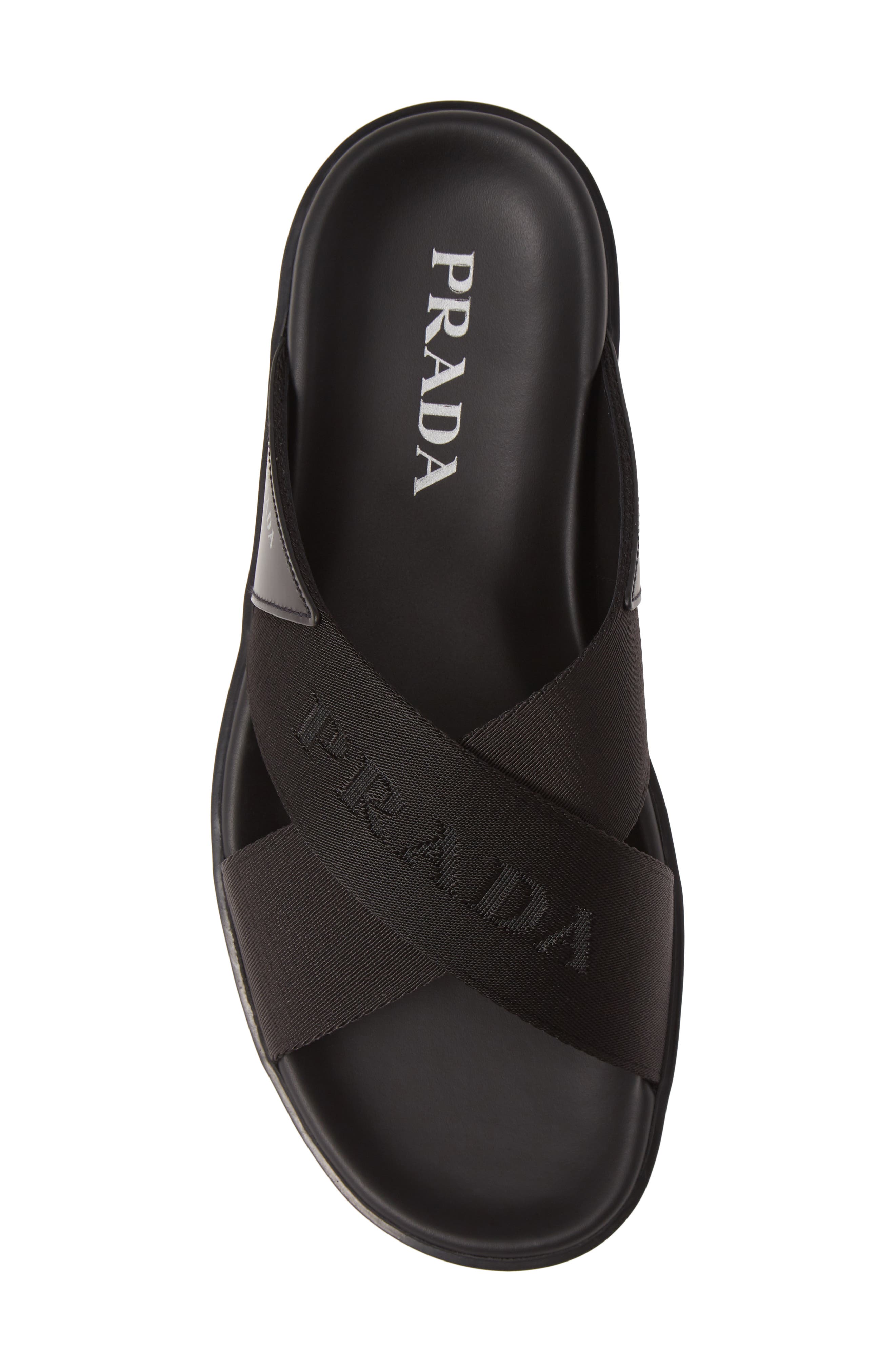 Prada Spazzolato Slide Sandal, Alternate, color, 