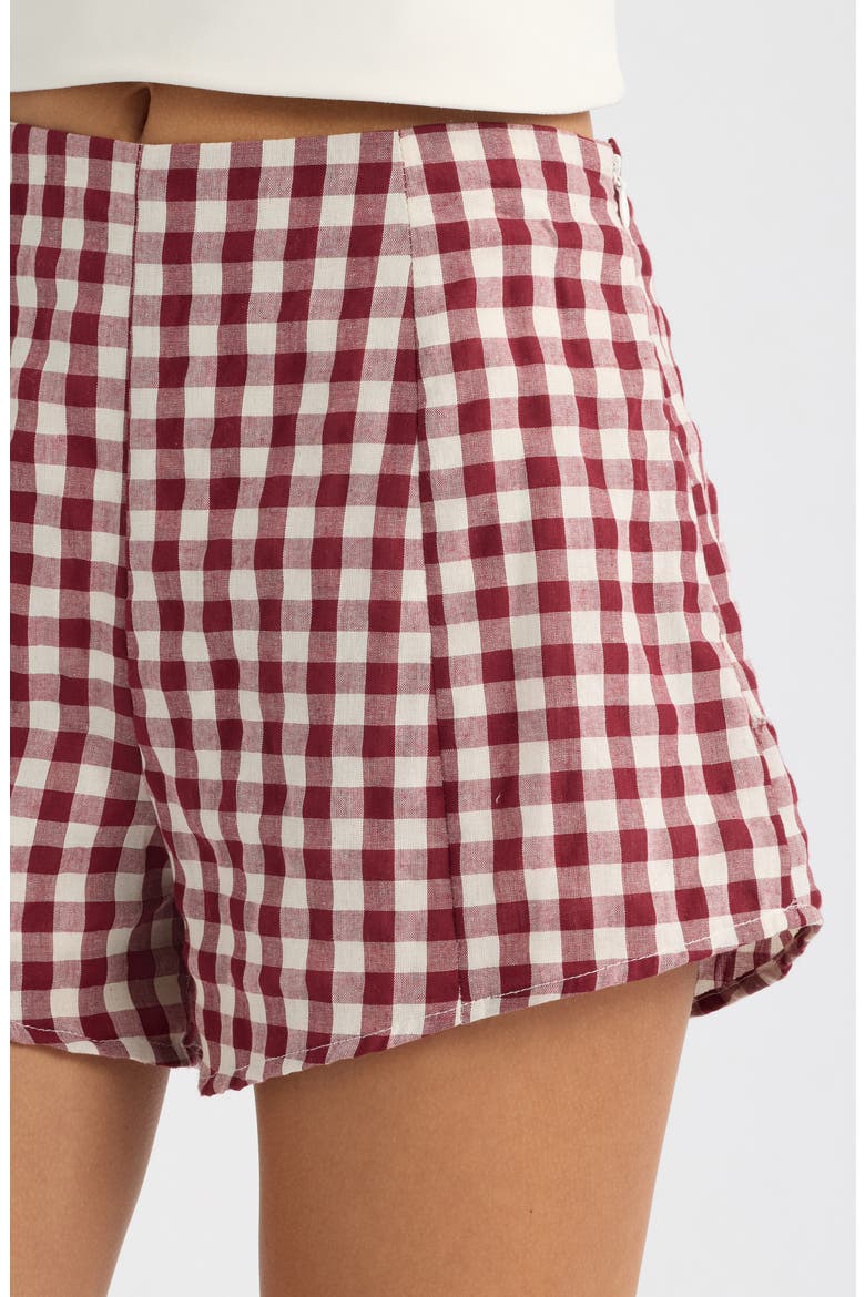 Landon Gingham High Rise Shorts, Alternate, color, BURGUNDY GINGHAM