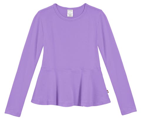 Girls Soft Cotton Long Sleeve Peplum Tee (Toddler/Kids)