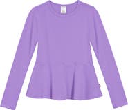 CITY THREADS Girls Soft Cotton Long Sleeve Peplum Tee
