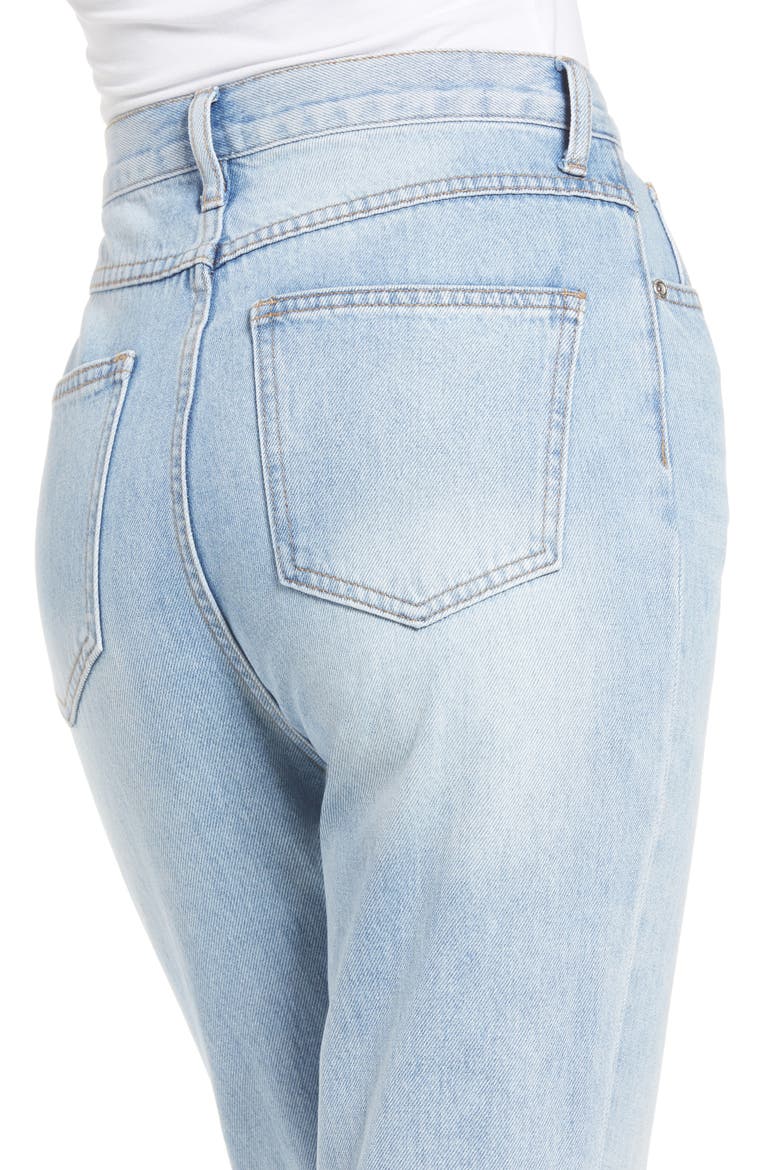 Ripped High Waist Ankle Jeans, Alternate, color, DENIM