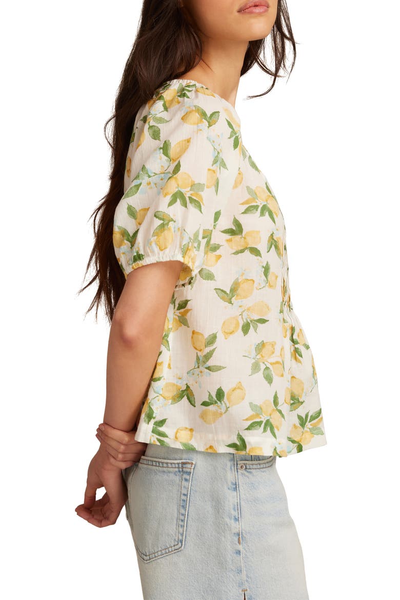 Pleated Babydoll Top, Alternate, color, LEMON MULTI