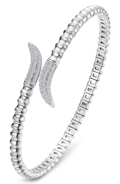 Fluted Simulated Pavé Diamond Bypass Wrap Bangle