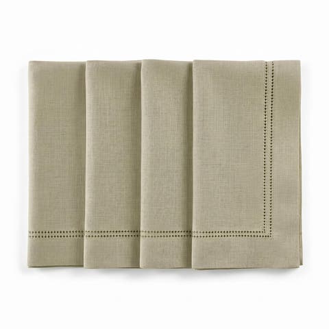 Linen Dinner Napkins Set of 4, 20" x 20", Maison Washed Hemstitch