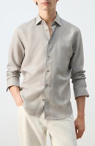 MANGO Stripe Button-Up Shirt